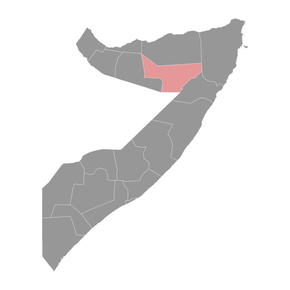 sool regione carta geografica, amministrativo divisione di Somalia. vettore illustrazione.