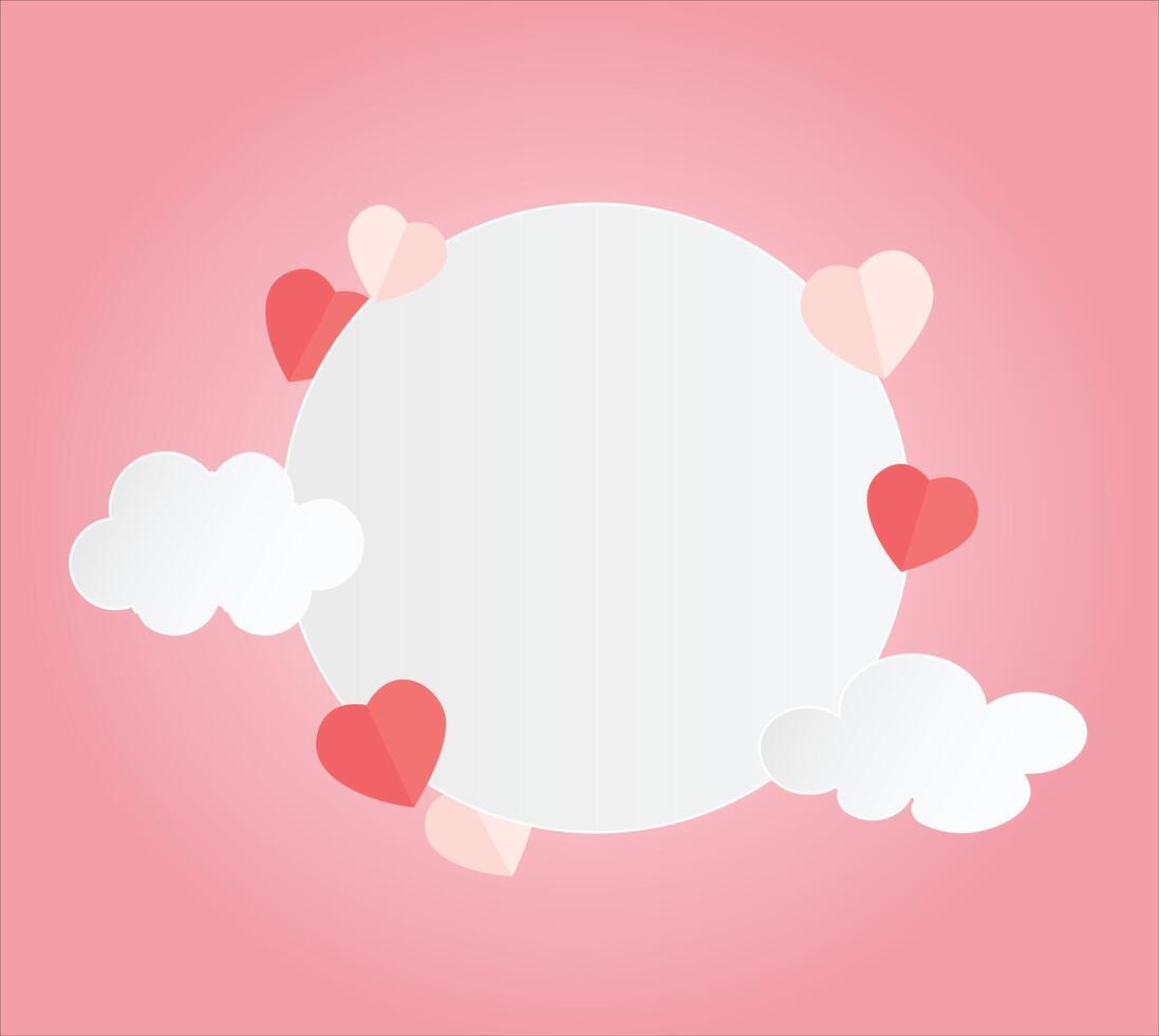 cerchio telaio con nuvole e cuore sagomato sfondo vettore