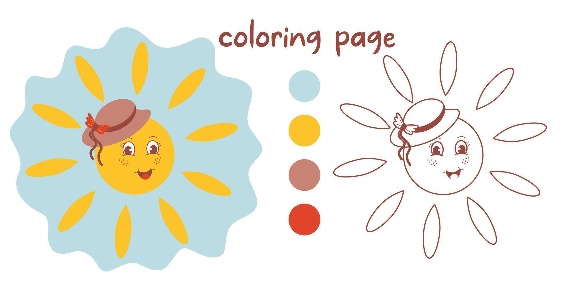 vettore colorazione pagina divertente soleggiato nel un' cappello con un' arco estate ha venire cartone animato stile