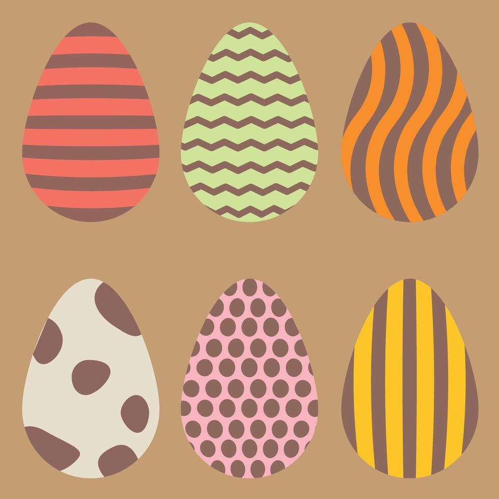vettore collezione di colorato Pasqua uova impostato di immagini con ornamenti nel piatto stile