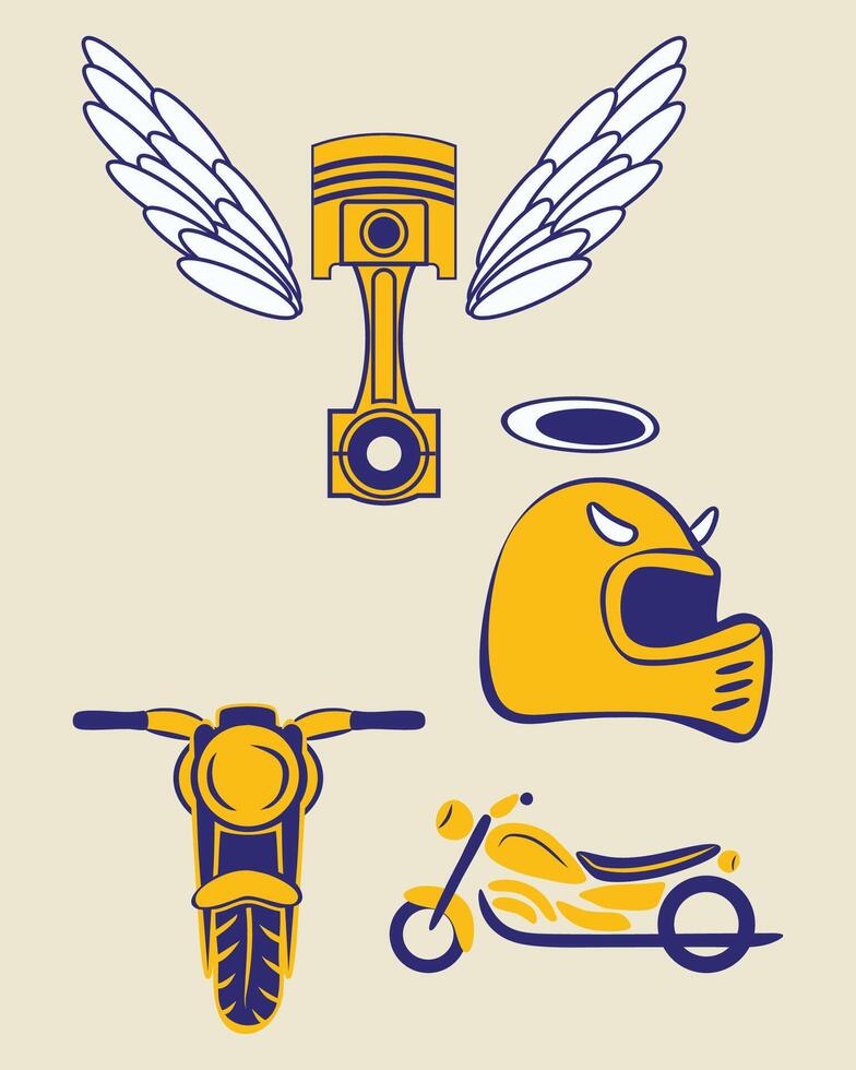 motociclo distintivo illustrazione logo collezione vettore