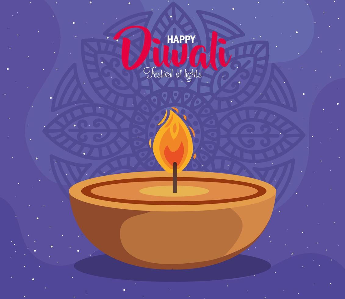 candela celebrazione diwali vettore