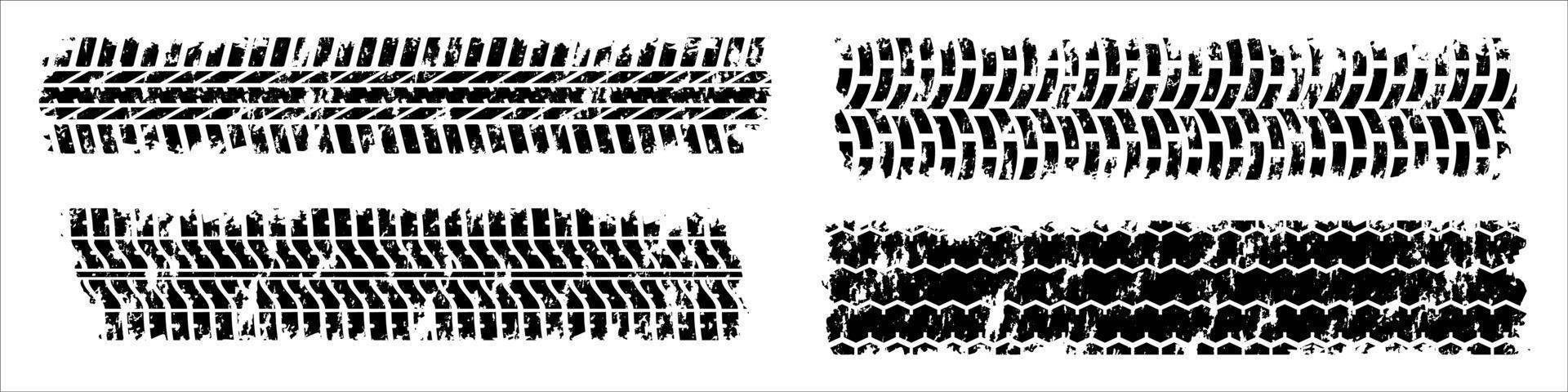 set vettoriale di impronte di pneumatici dettagliate