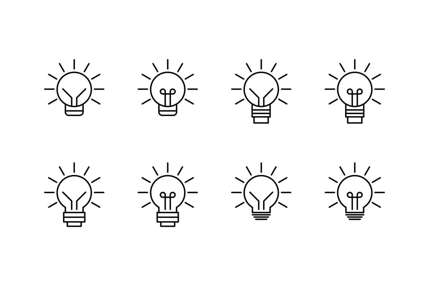 impostato di leggero lampadina icona vettore schema design modello