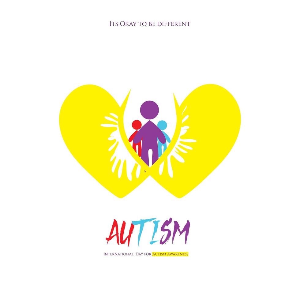 bambini cura, famiglia, beneficenza vettore logo emblema design modello per autismo consapevolezza