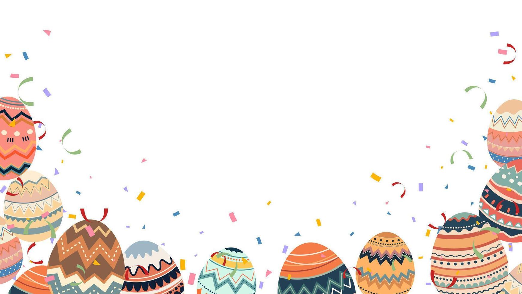 Pasqua decorazione bandiera sfondo elementi invito carta design. coloful uova e coriandoli vettore