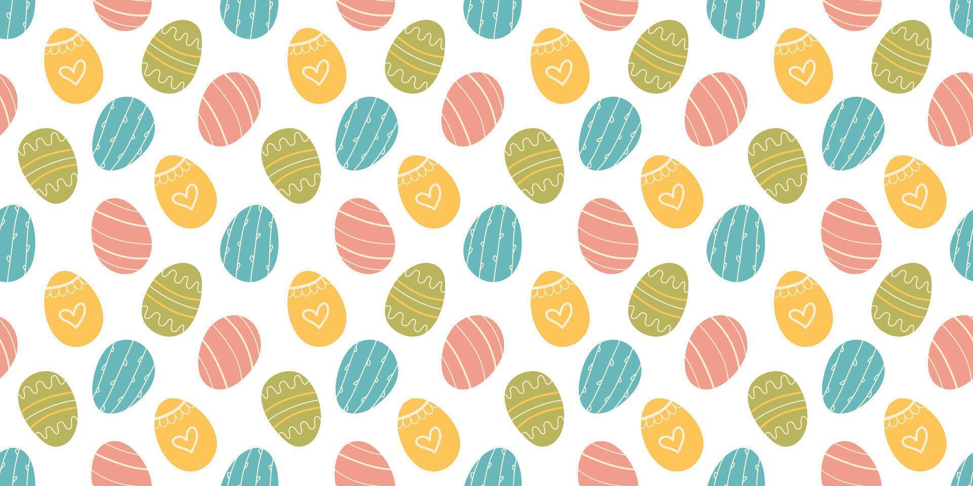 Pasqua uova minimalista senza soluzione di continuità modello sfondo. semplice mano disegnato vettore design con decorato vacanza guscio d'uovo. fondale per tessuti, involucro o sfondi