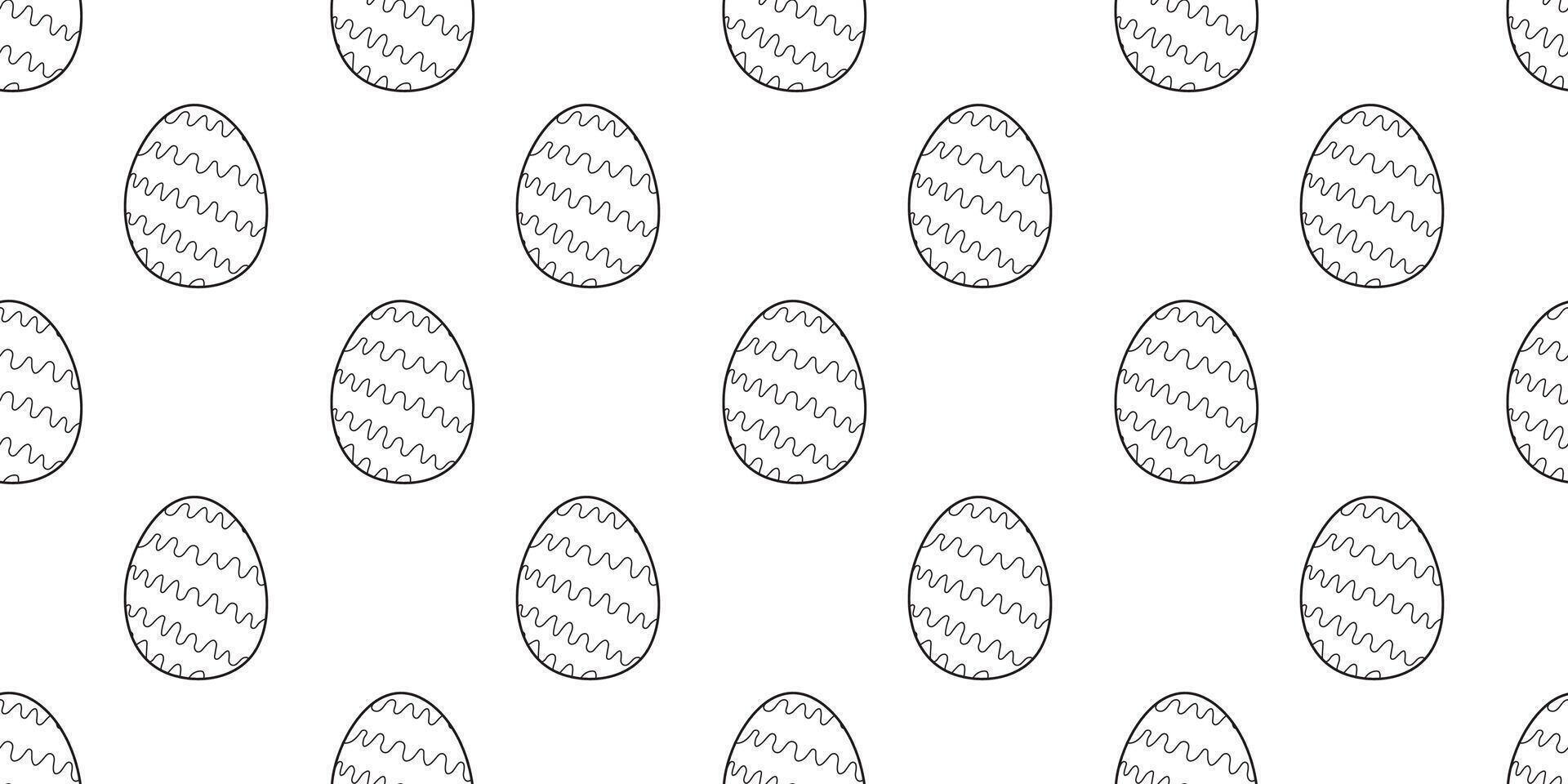 tradizionale nero sagomato Pasqua uova senza soluzione di continuità scarabocchio modello isolato su bianca sfondo. semplice monocromatico mano disegnato schema illustrazione. Perfetto per sfondo o tessuto vettore