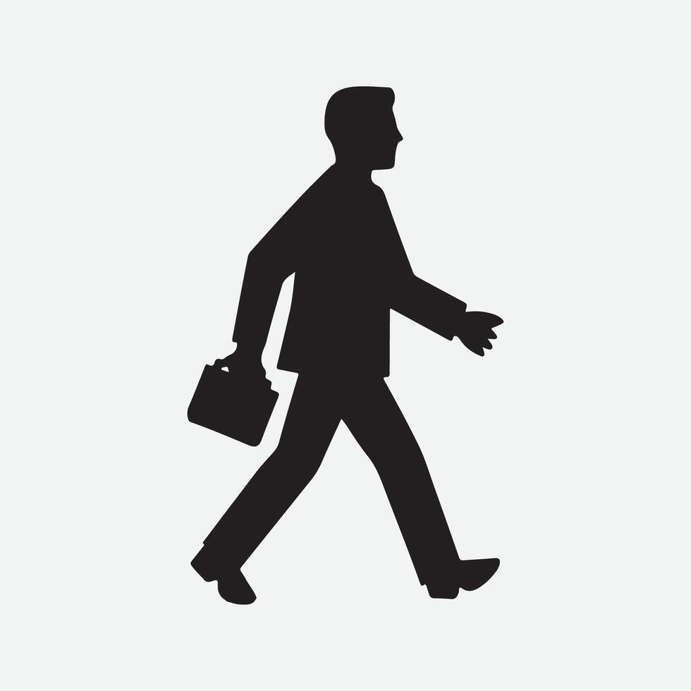 attività commerciale uomo a piedi silhouette vettore arte illustrazione isolato su bianca sfondo