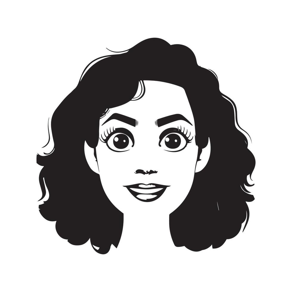 giovane contento donna viso cartone animato vettore arte illustrazione