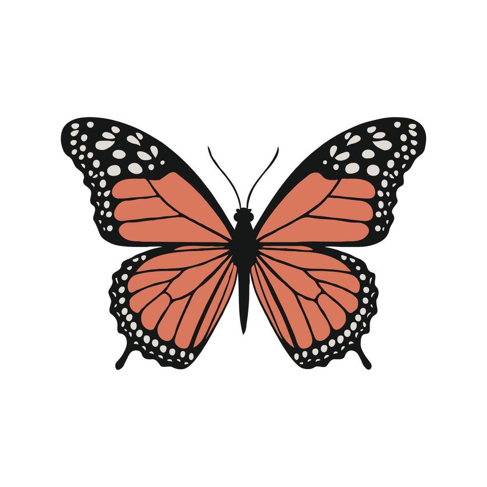 singolo colorato farfalla vettore arte illustrazione isolato su bianca sfondo