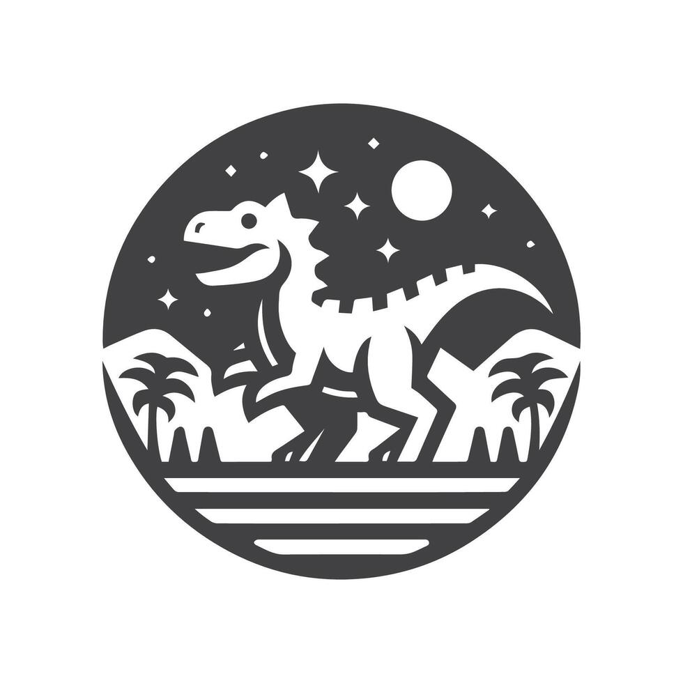 dinosauri monocromatico logo nero e bianca vettore