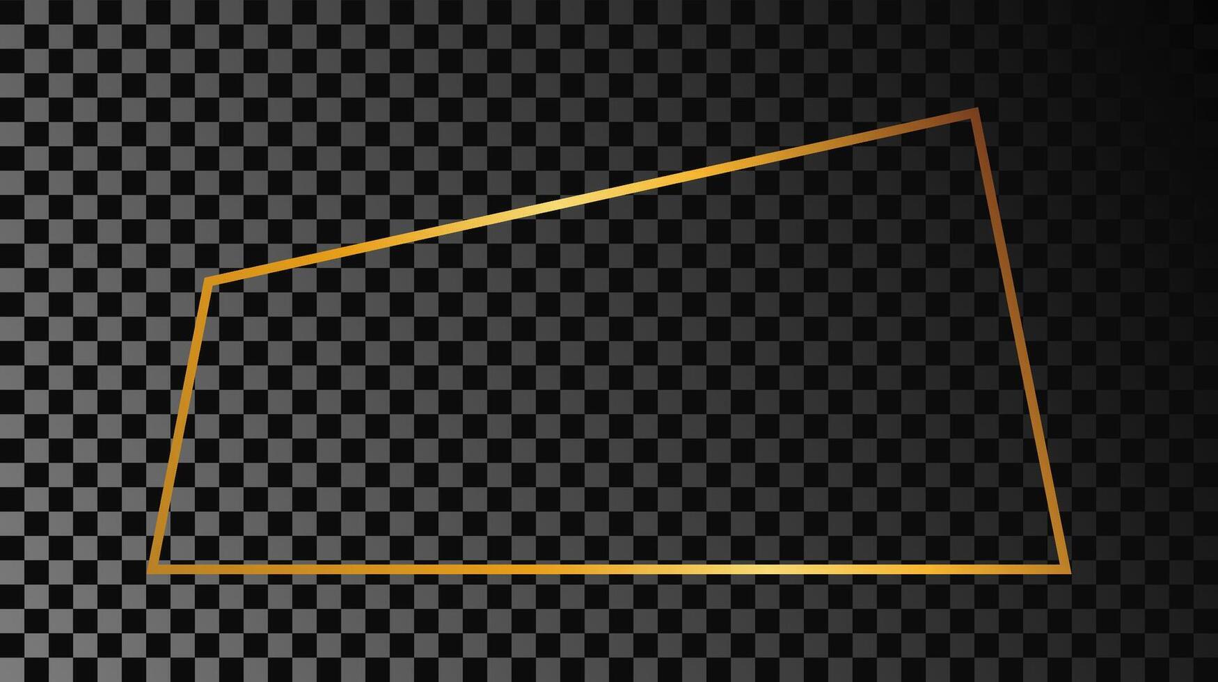 oro raggiante trapezio forma telaio isolato su buio sfondo. brillante telaio con raggiante effetti. vettore illustrazione.