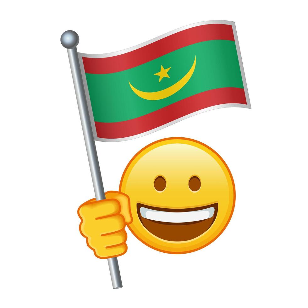 emoji con mauritania bandiera grande dimensione di giallo emoji Sorridi vettore