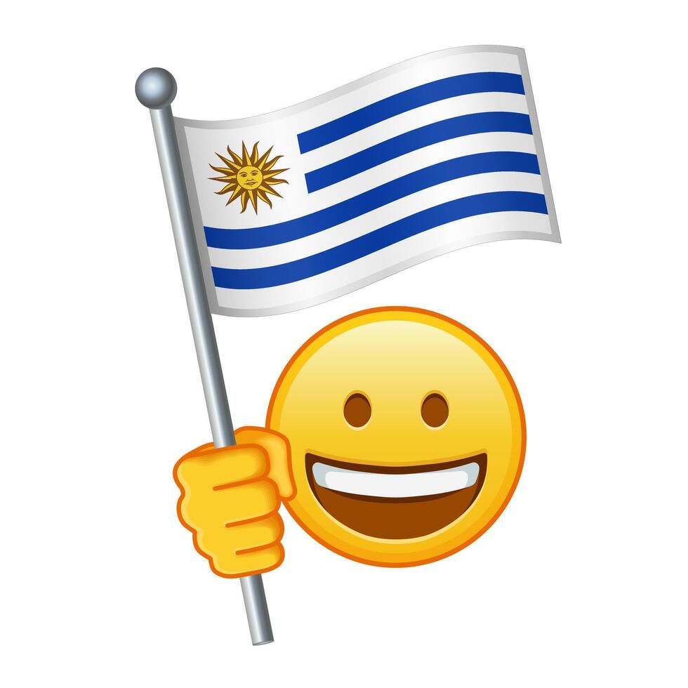 emoji con Uruguay bandiera grande dimensione di giallo emoji Sorridi vettore