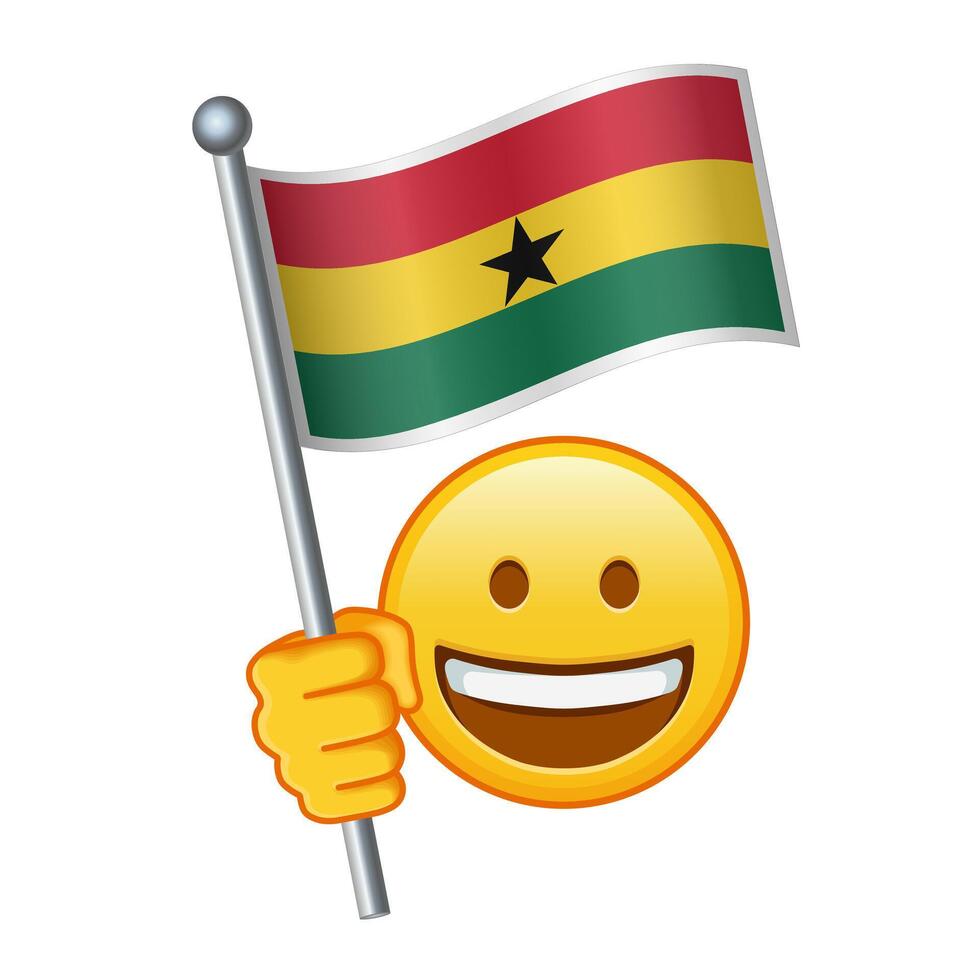 emoji con Ghana bandiera grande dimensione di giallo emoji Sorridi vettore
