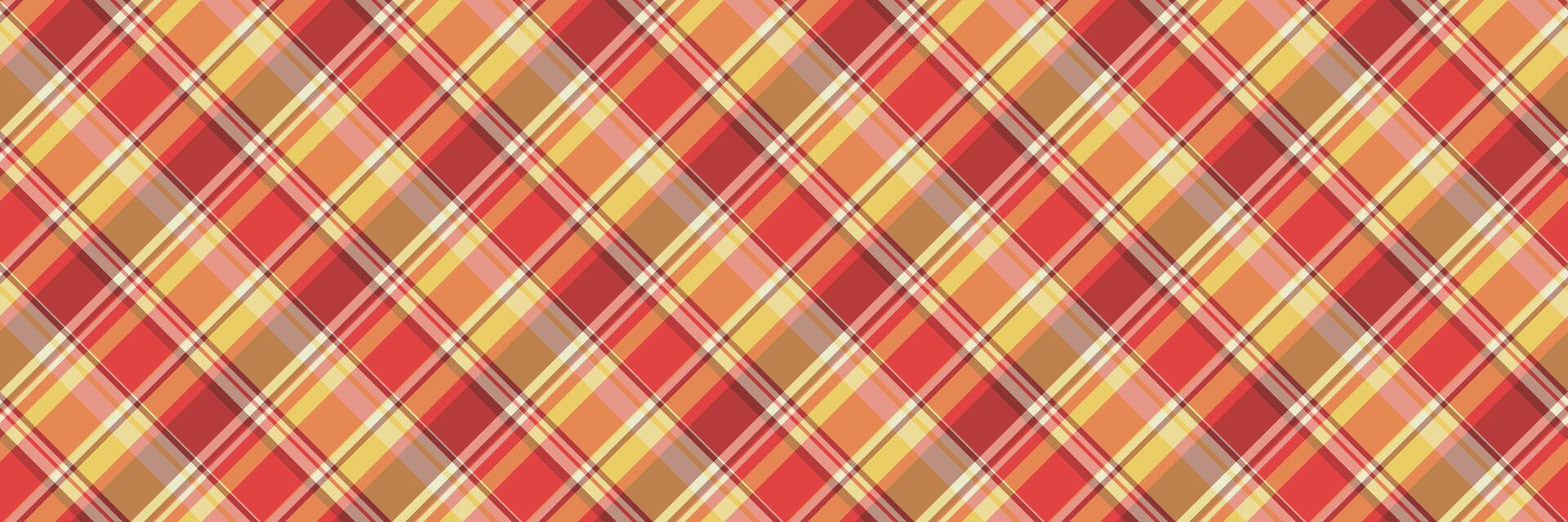indiano tessile plaid sfondo, trafori tessuto tartan modello. linea senza soluzione di continuità vettore struttura dai un'occhiata nel rosso e arancia colori.