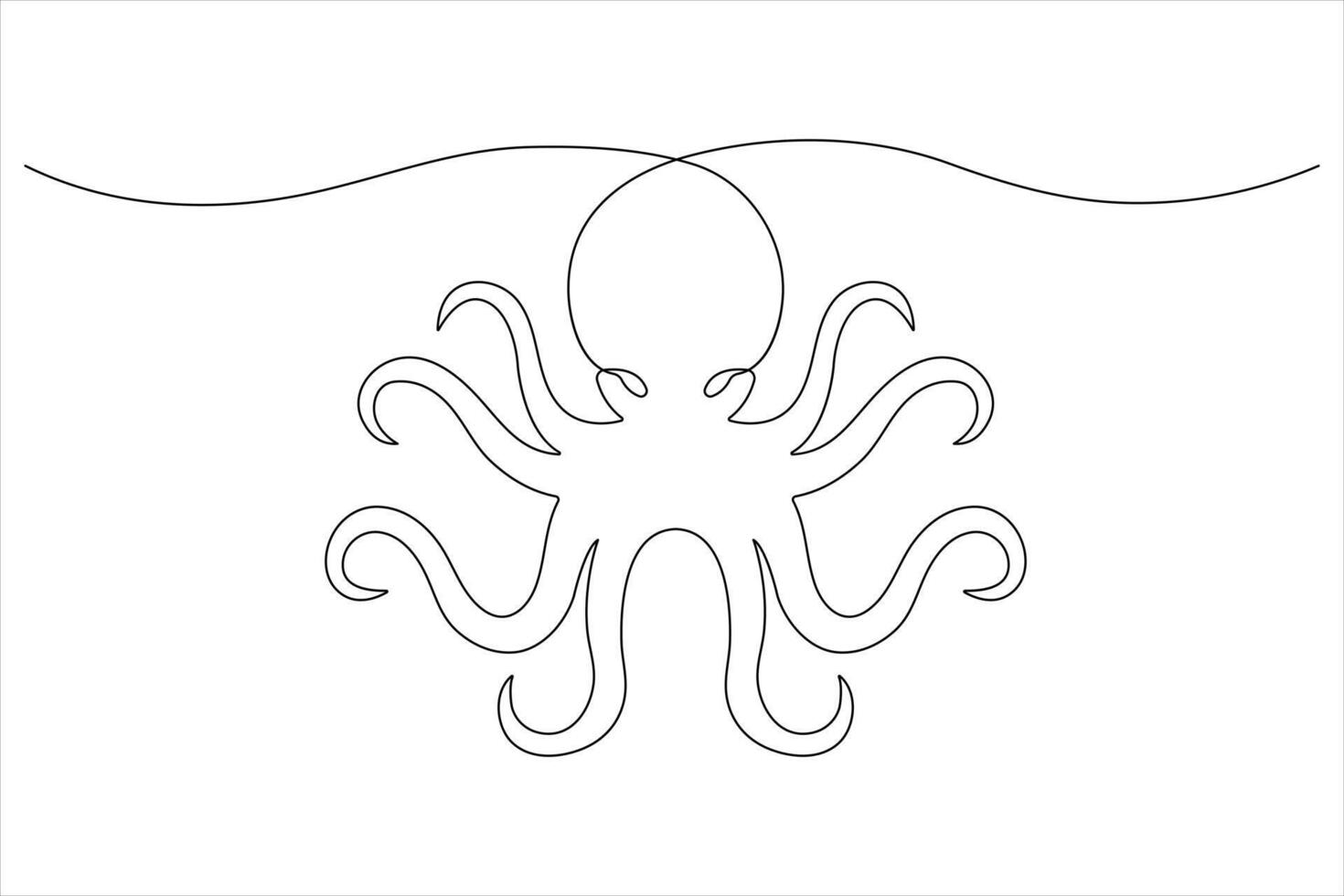 polpo mare animale continuo uno linea arte disegno di schema vettore illustrazione