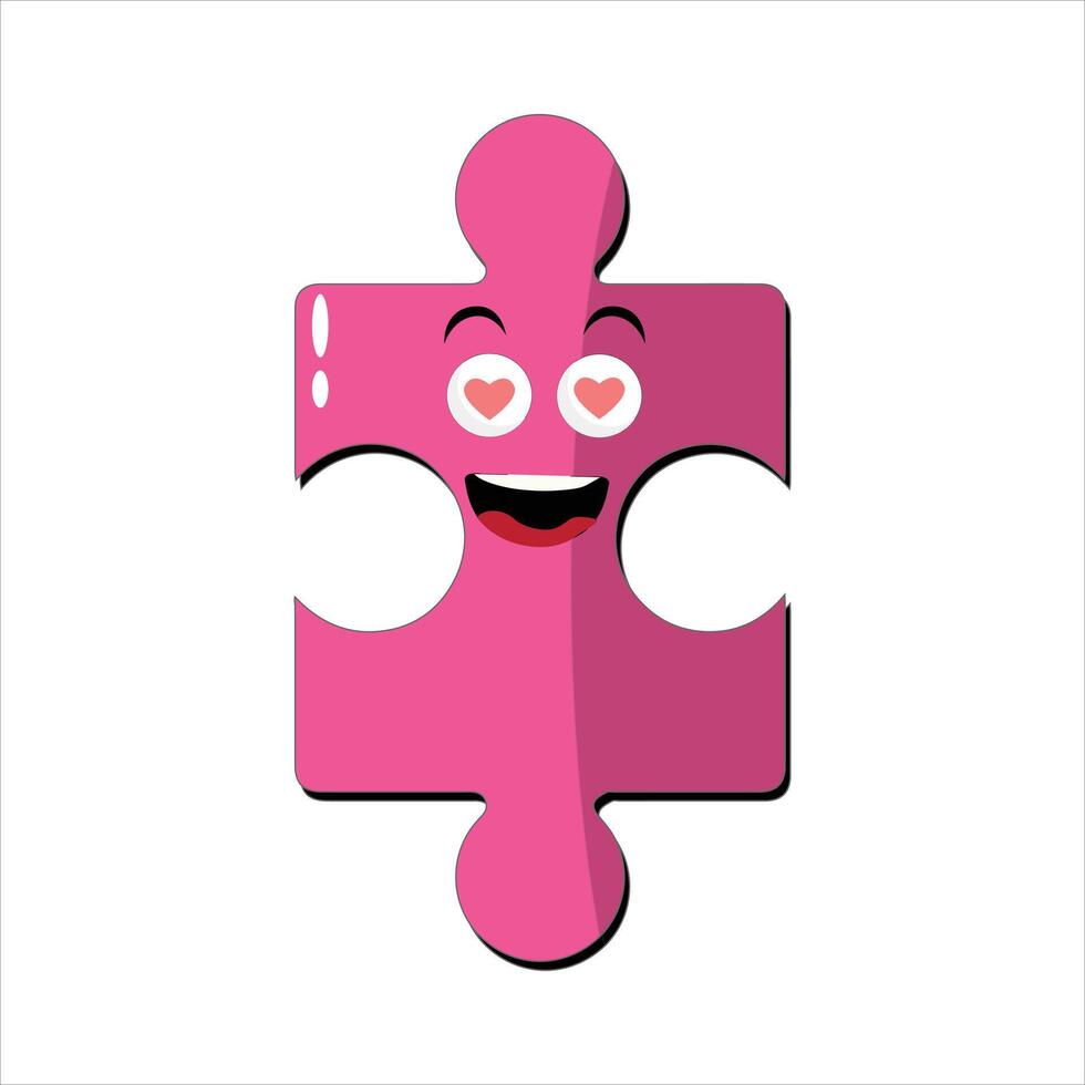 puzzle facce. divertente luminosa puzzle pezzi personaggi carino Sorridi o arrabbiato viso emozione, sega emoji aderire amici creativo forma cartone animato portafortuna concetto vettore illustrazione di puzzle espressione divertente