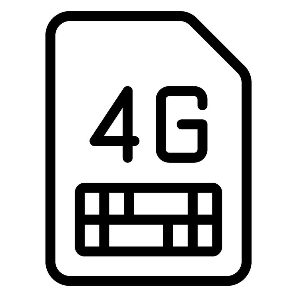 icona della linea della scheda SIM vettore