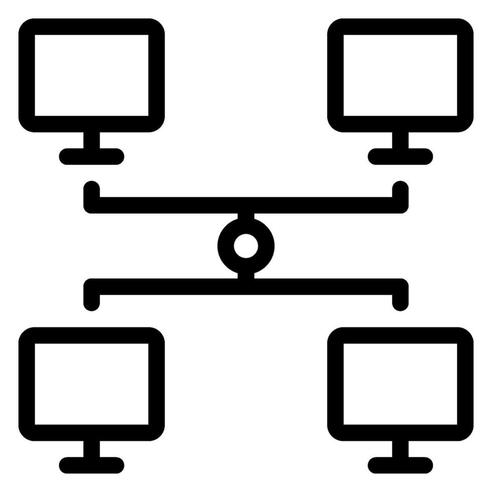 computer reti linea icona vettore