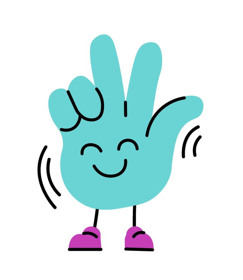 kawai mano personaggio mostrando pace cartello vettore