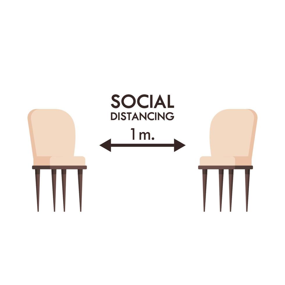 sociale distanziamento. sedie su bianca sfondo. sociale distanziamento. manifesto design. vettore
