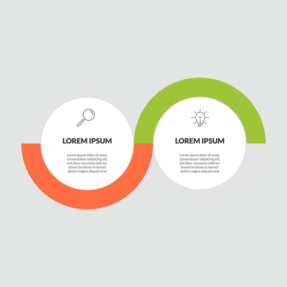 vettore Infografica design attività commerciale modello con icone e 2 opzioni o passi. piazza design o diagramma