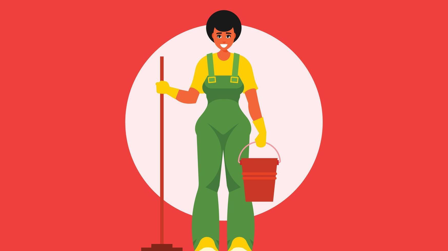 pulizia persone aiutante, pulizia servizio e Casa pulizia startup vettore illustrazione