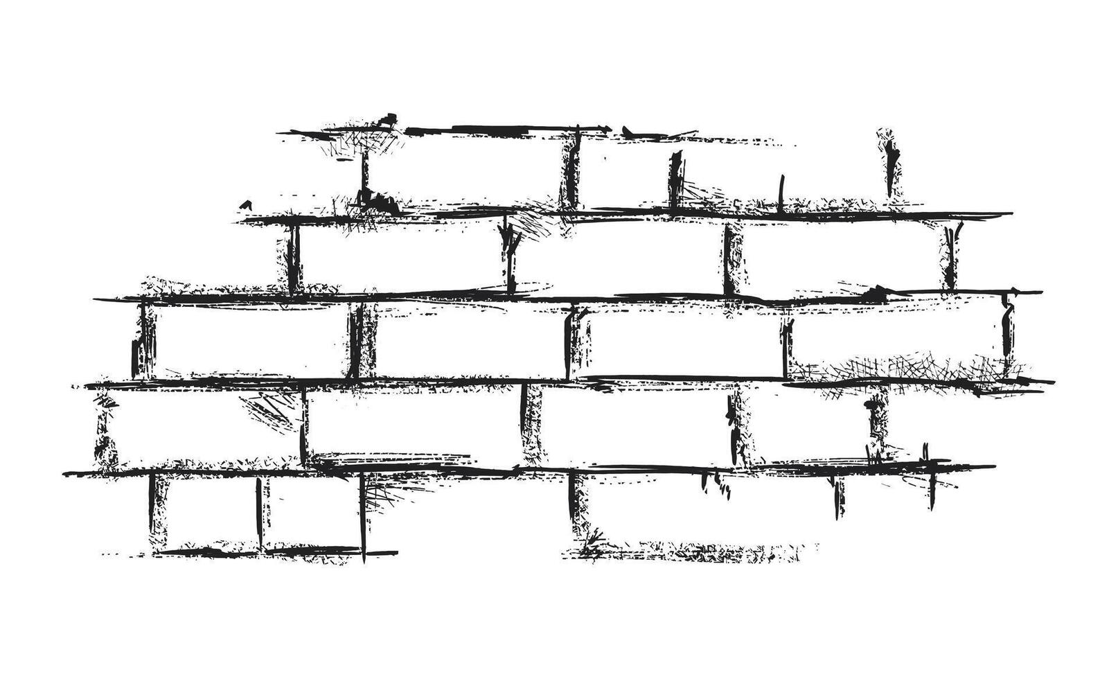 astratto nero e bianca illustrazione di un' abbozzato, strutturato mattone parete, adatto per sfondi vettore