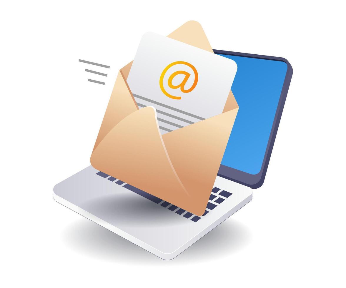 invio e-mail marketing strategia piatto isometrico 3d illustrazione vettore