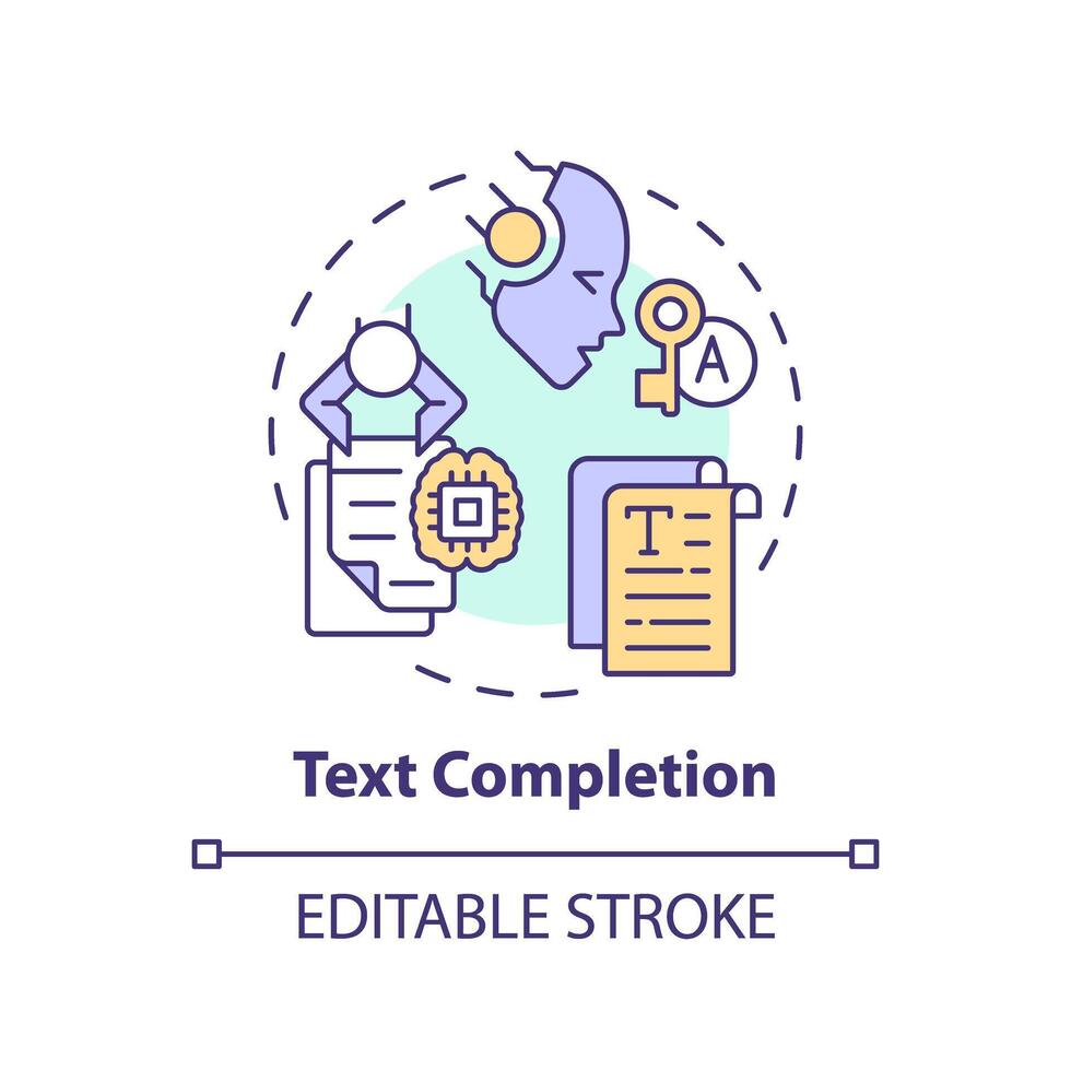 testo completamento Multi colore concetto icona. ai trasformativo Strumenti, documento analisi. il giro forma linea illustrazione. astratto idea. grafico design. facile per uso nel infografica, presentazione vettore