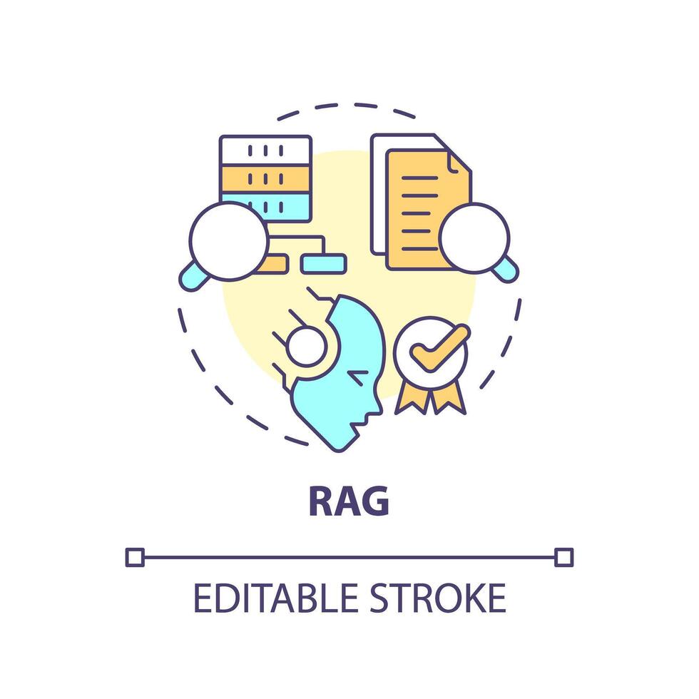 straccio Multi colore concetto icona. ai corretta soddisfare generazione. macchina apprendimento tecniche. il giro forma linea illustrazione. astratto idea. grafico design. facile per uso nel infografica, presentazione vettore