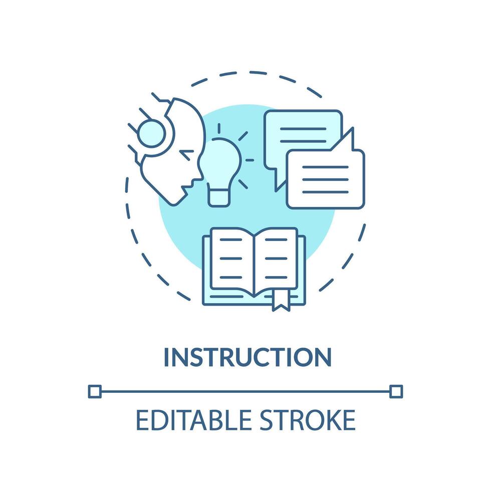 istruzione morbido blu concetto icona. chiave elemento di richiesta. chiaro comando per chatbot. umano e lm interazione. il giro forma linea illustrazione. astratto idea. grafico design. facile per uso nel articolo vettore