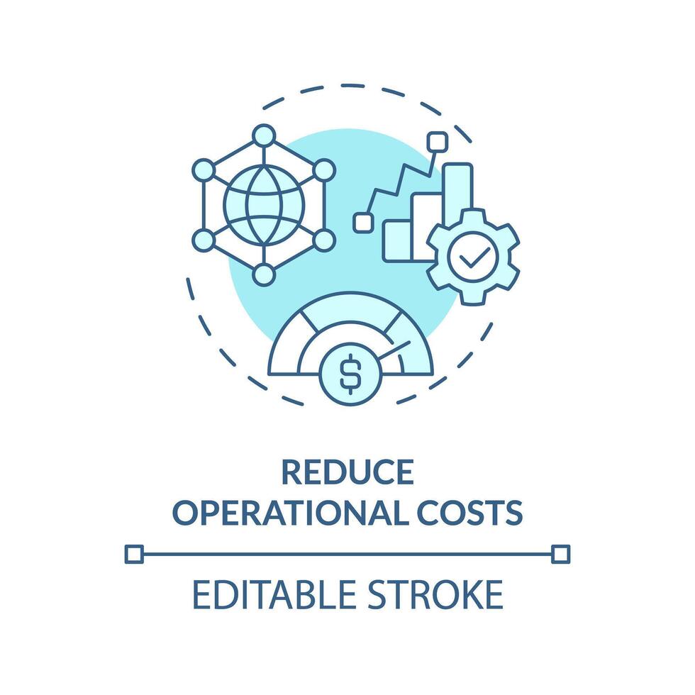 operativo costi ridurre morbido blu concetto icona. gestione processi ottimizzazione. risorsa consumo riduzione. il giro forma linea illustrazione. astratto idea. grafico design. facile per uso vettore