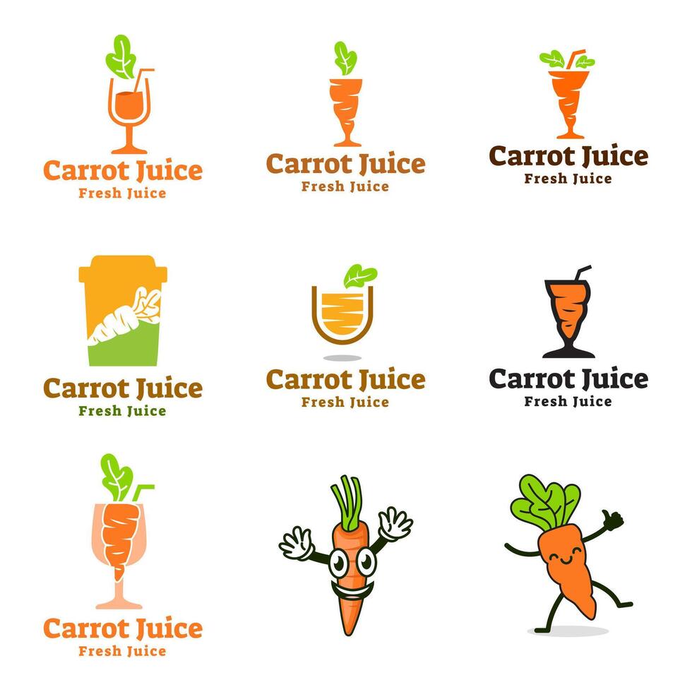 impostato di carota succo illustrazione creativo logo design. vettore