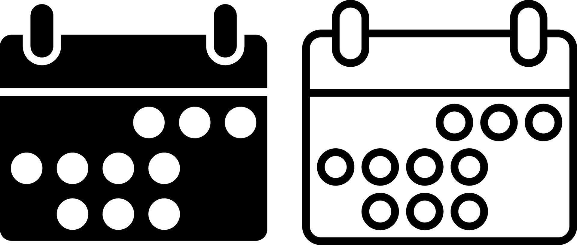 calendario icona, cartello, o simbolo nel glifo e linea stile isolato su trasparente sfondo. vettore illustrazione