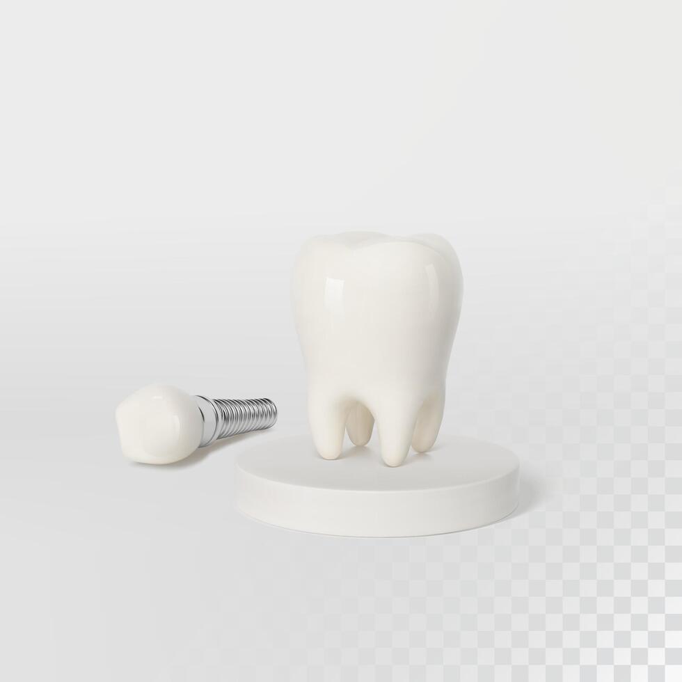 bianca dente impiantare impiantare tagliare, salutare dente o dentale chirurgia. vettore