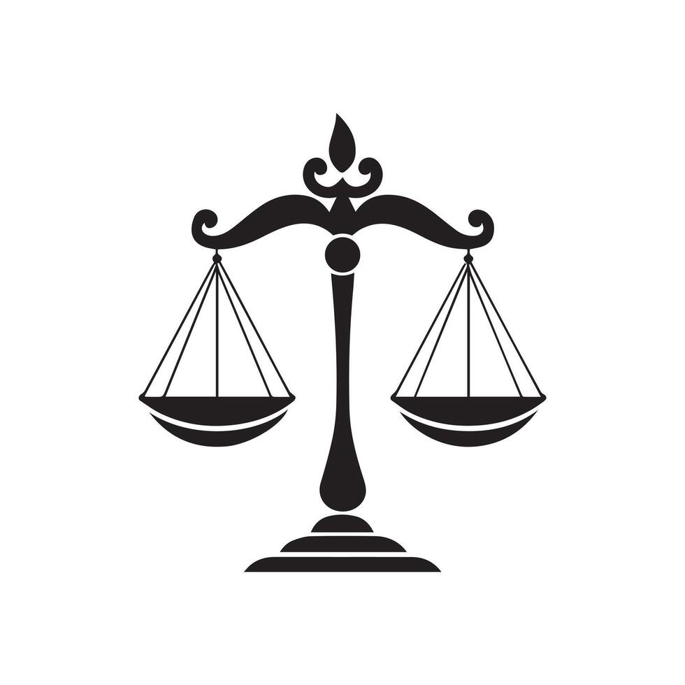 equilibrio icona. legge e giustizia tema. nero design. vettore illustrazione