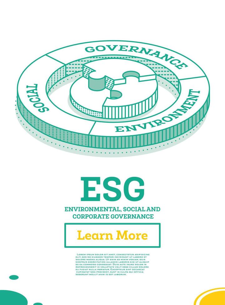 esg concetto di ambientale, sociale e governo. sostenibile sviluppo. isometrico schema concetto. verde colore. vettore