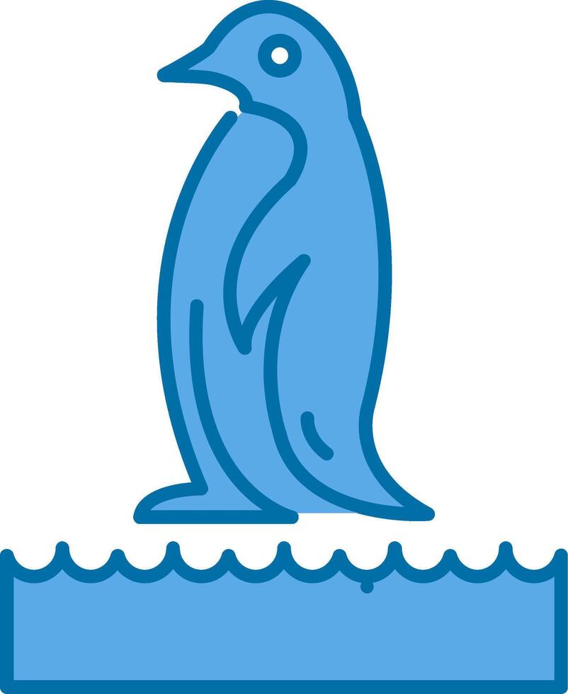 pinguino pieno blu icona vettore