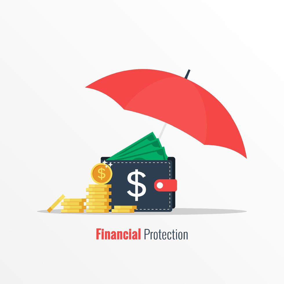 concetto di protezione finanziaria, risparmio per giorni di pioggia, pensione o concetto di pensione vettore