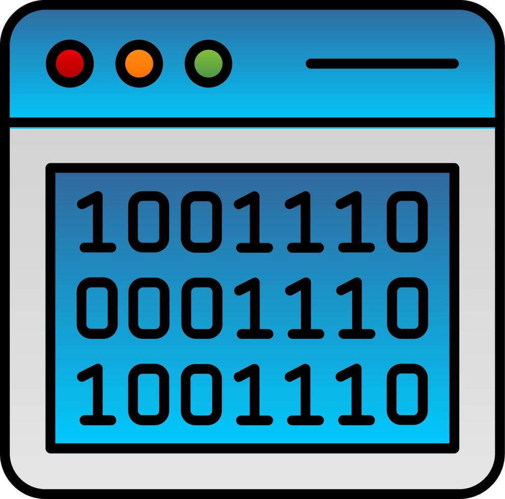 binario codice linea pieno pendenza icona vettore