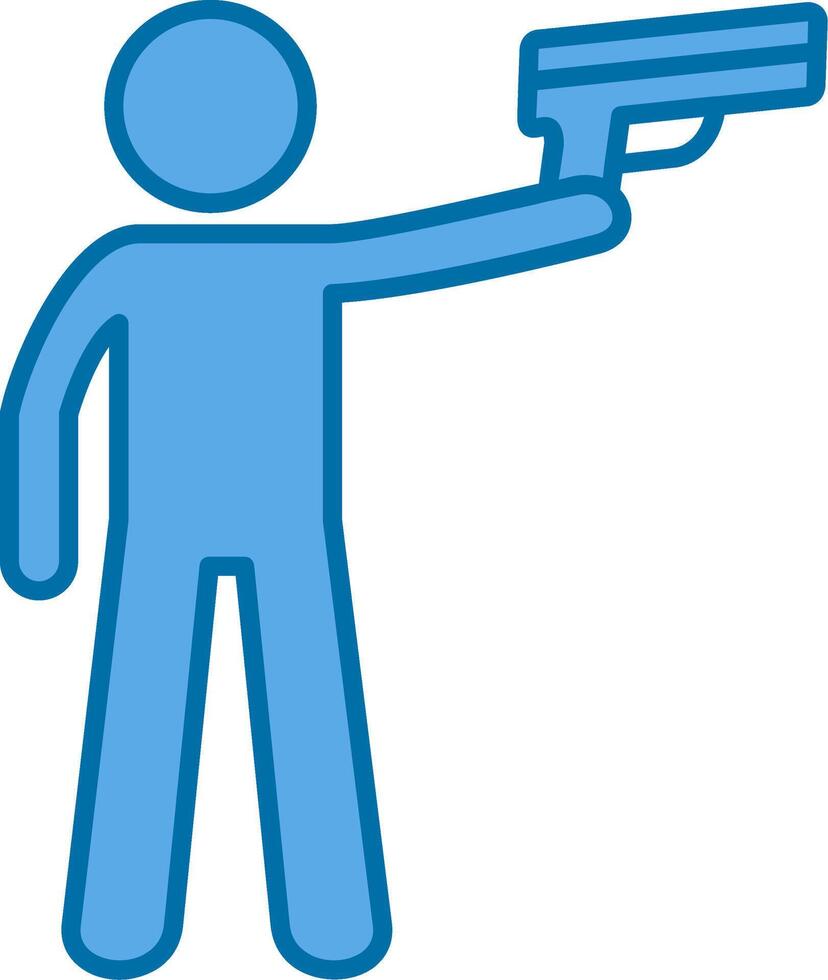 poliziotto Tenere pistola pieno blu icona vettore