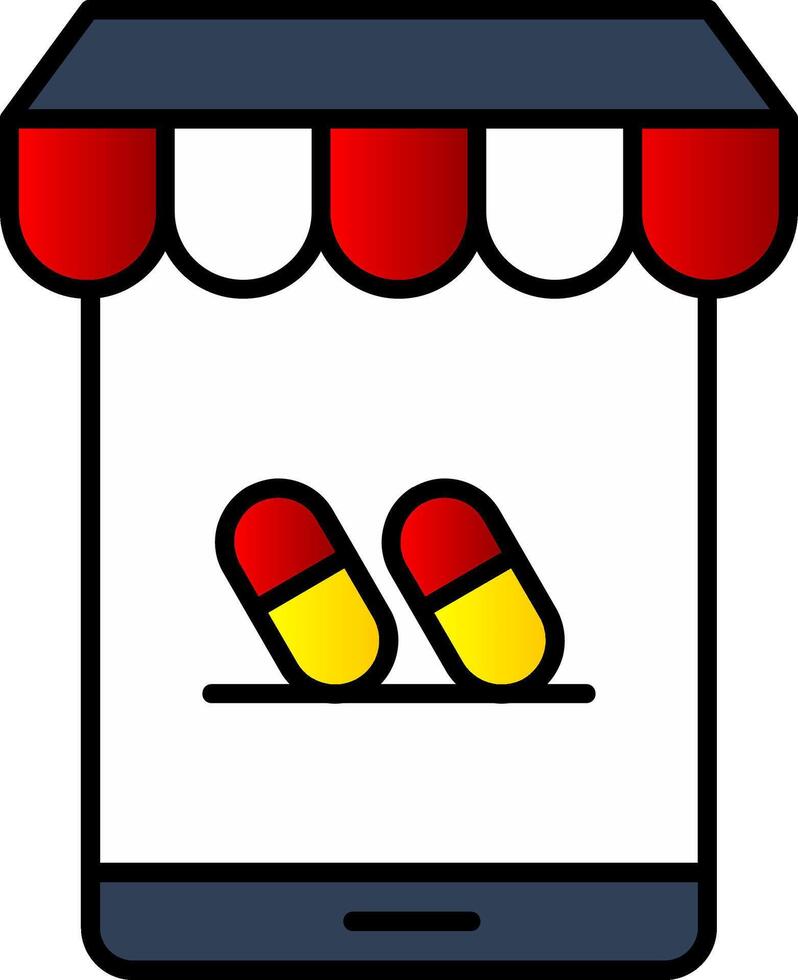 in linea farmacia linea pieno pendenza icona vettore