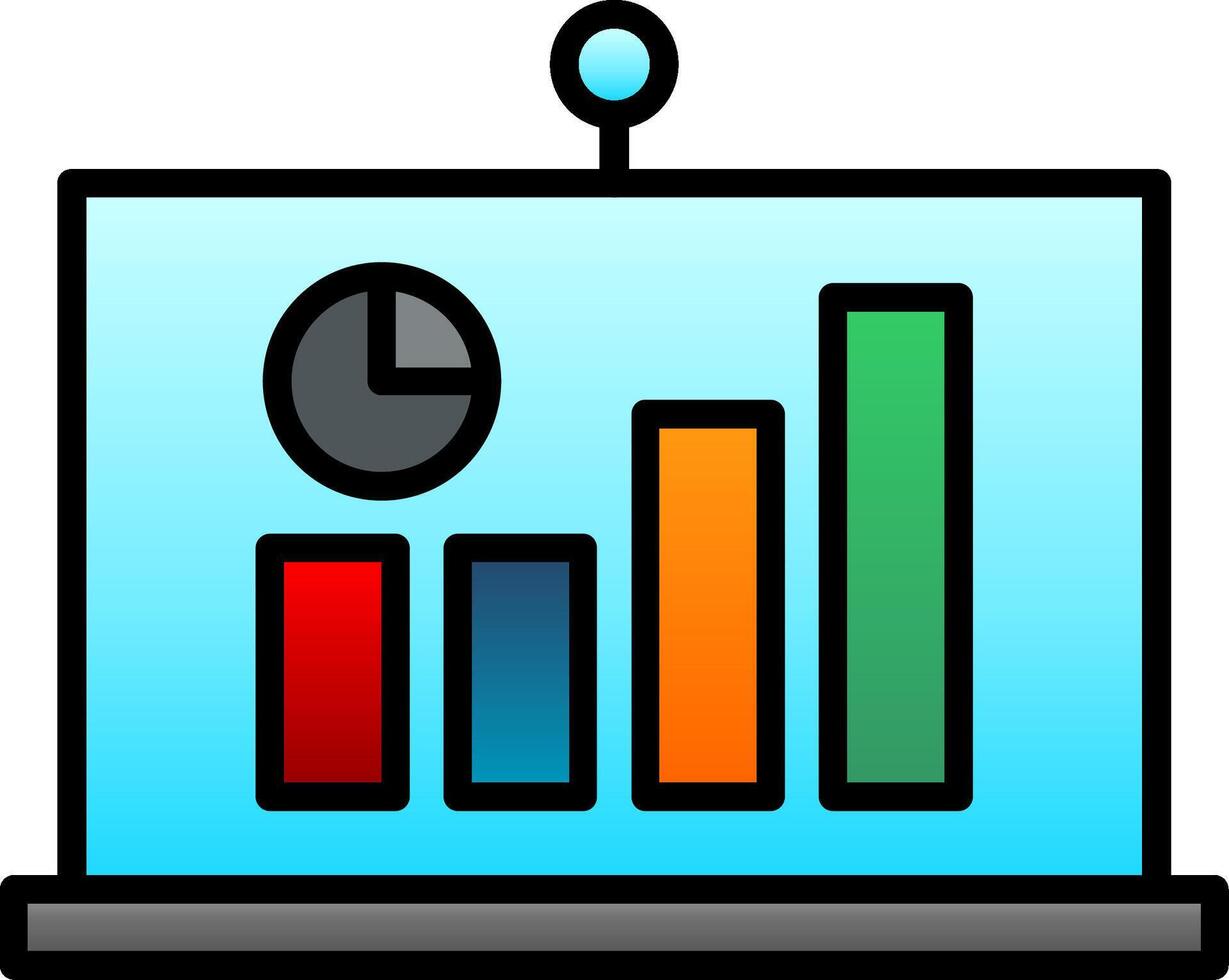 statistiche linea pieno pendenza icona vettore