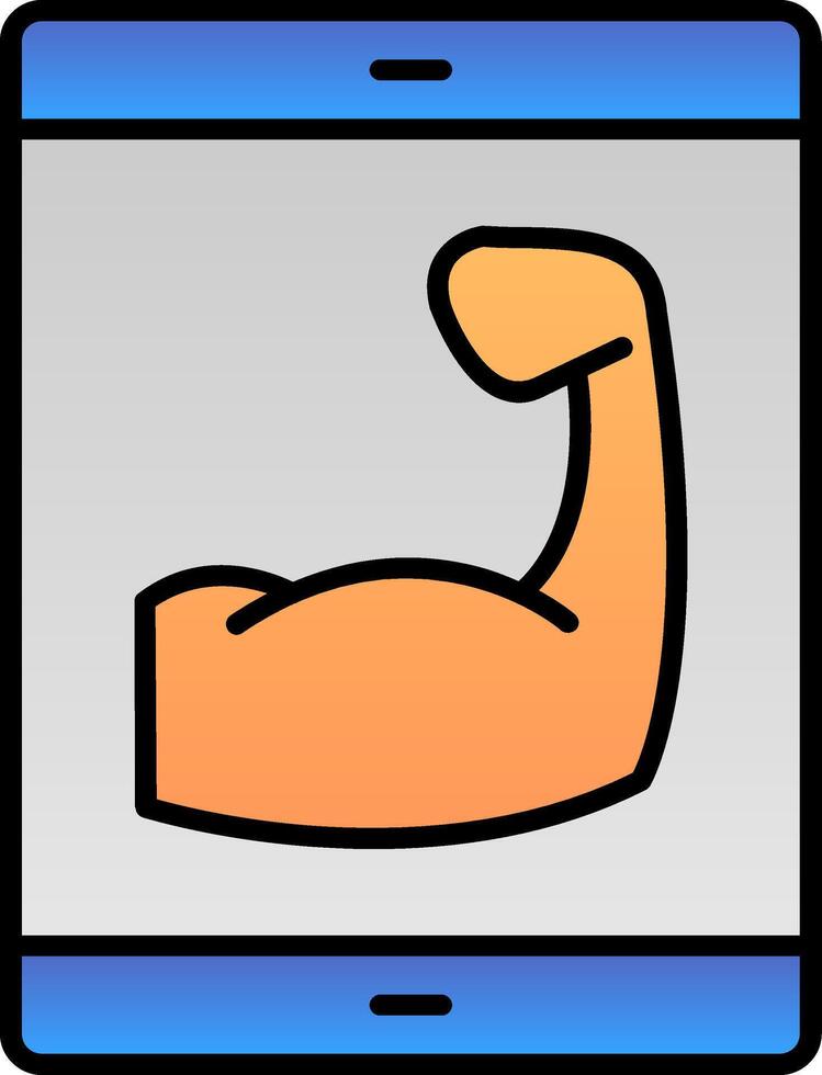 fitness App linea pieno pendenza icona vettore