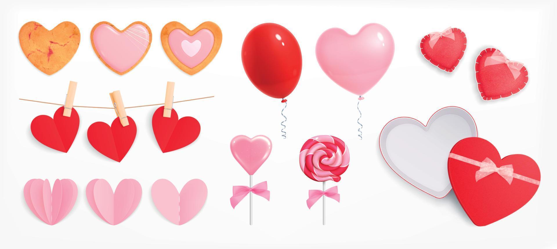 set di accessori per san valentino vettore