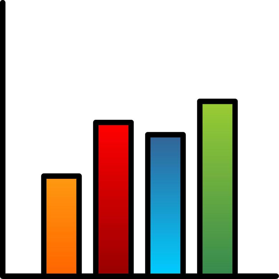 bar grafico linea pieno pendenza icona vettore