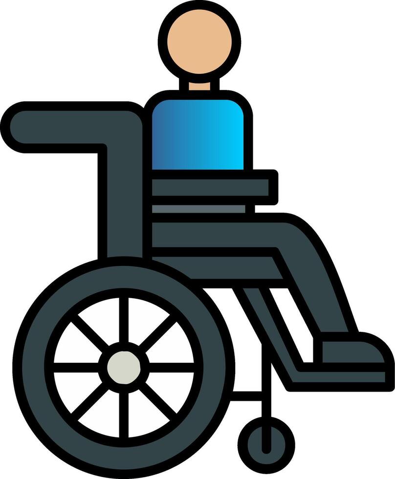Disabilitato persona linea pieno pendenza icona vettore